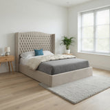 Snuggler Curved Top Winged Upholstered Soft Velvet Designer Bed Frame