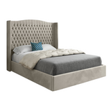 Rana Curved Top Winged Upholstered Soft Velvet Bed Frame
