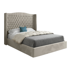 Rana Curved Top Winged Upholstered Soft Velvet Bed Frame