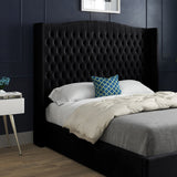 Snuggler Curved Top Winged Upholstered Soft Velvet Designer Bed Frame