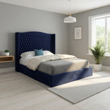 Snuggler Curved Top Winged Upholstered Soft Velvet Designer Bed Frame