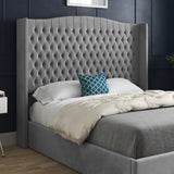Snuggler Curved Top Winged Upholstered Soft Velvet Designer Bed Frame