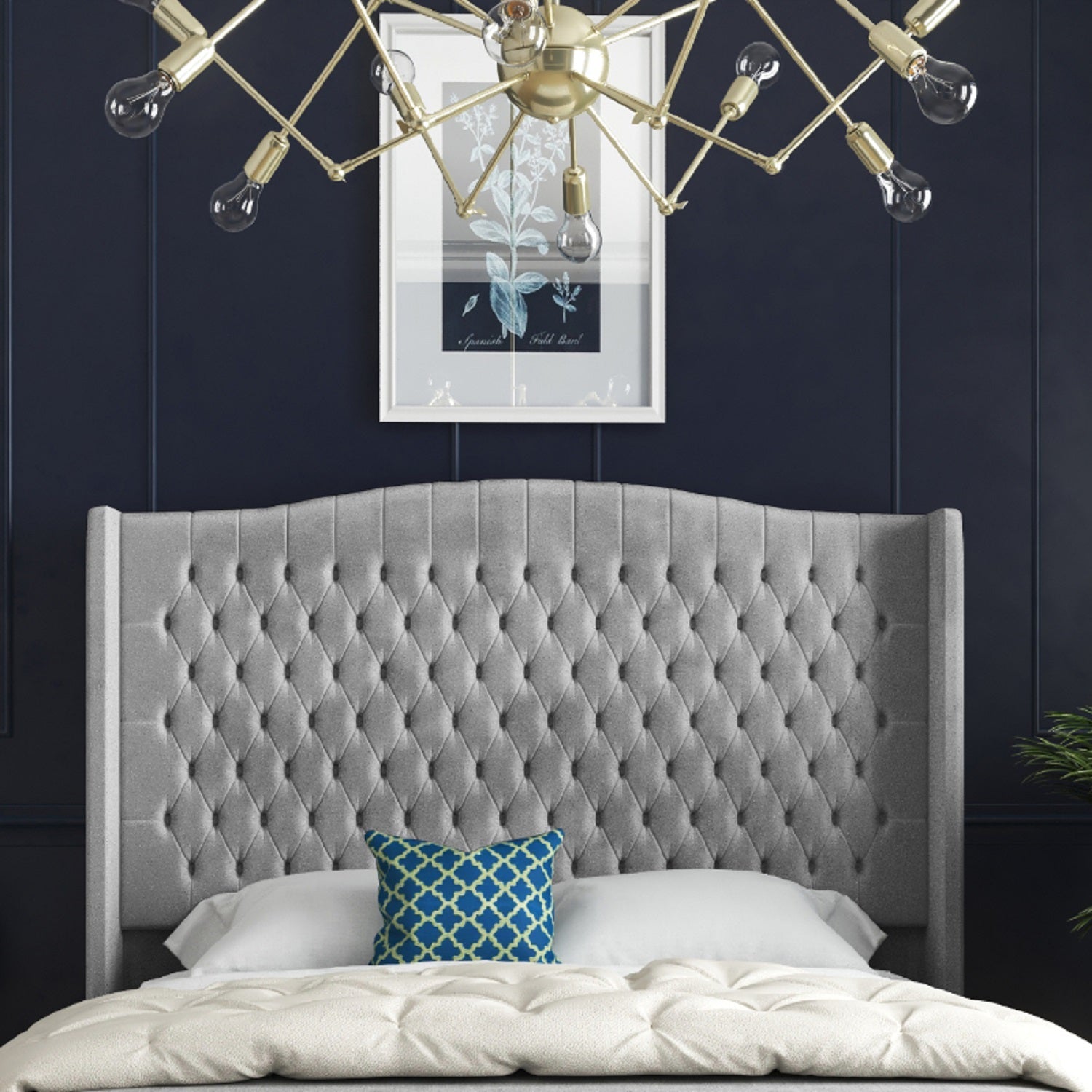 Rana Curved Top Winged Upholstered Soft Velvet Bed Frame