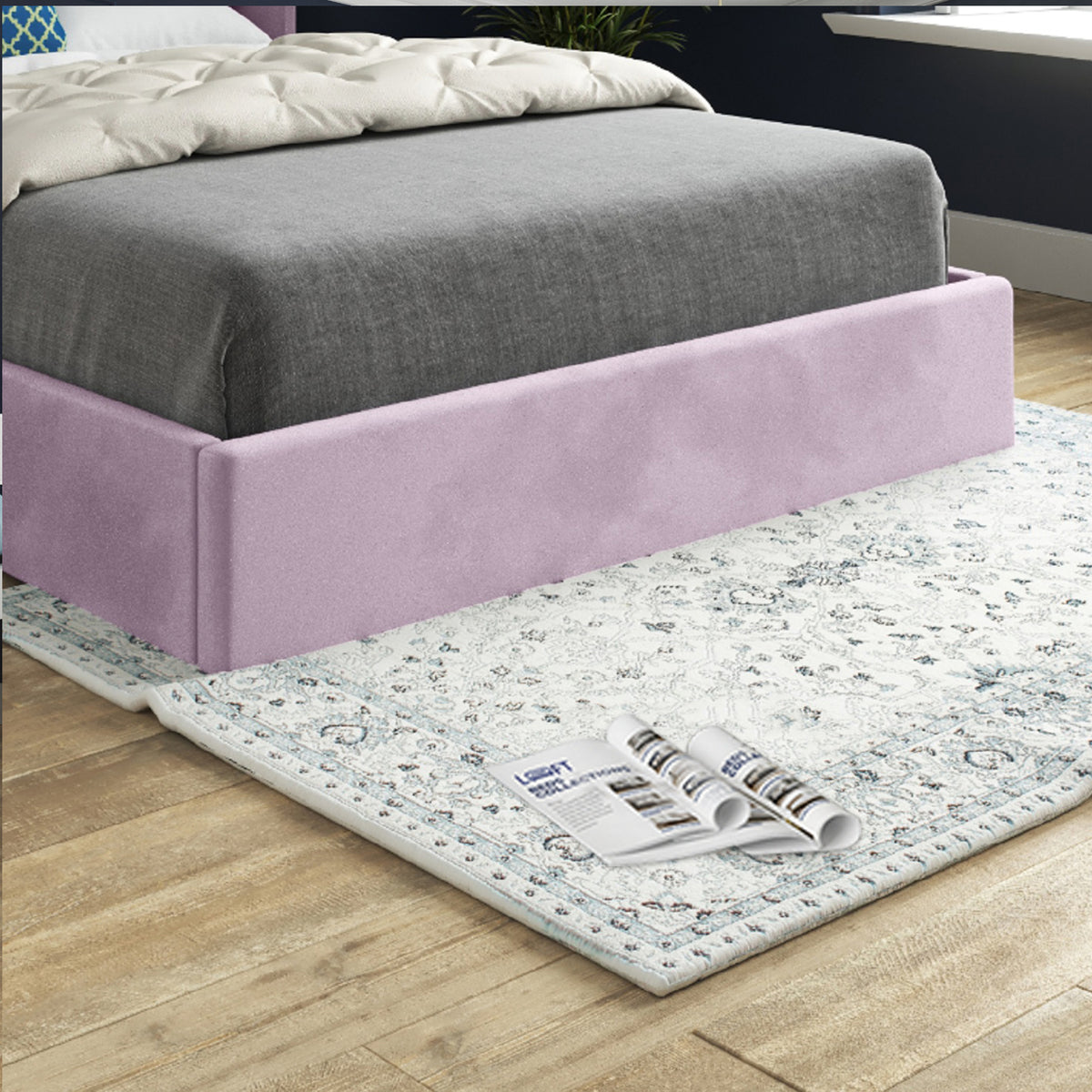 Snuggler Curved Top Winged Upholstered Soft Velvet Designer Bed Frame