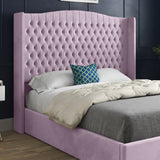 Snuggler Curved Top Winged Upholstered Soft Velvet Designer Bed Frame