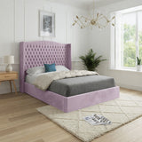 Snuggler Curved Top Winged Upholstered Soft Velvet Designer Bed Frame