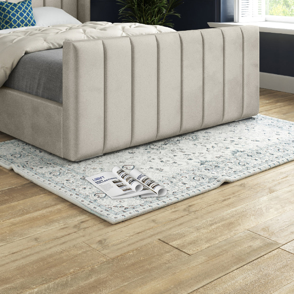 Maryland Straight Winged Upholstered Soft Velvet Designer Bed Frame