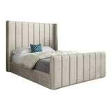 Maryland Straight Winged Upholstered Soft Velvet Designer Bed Frame