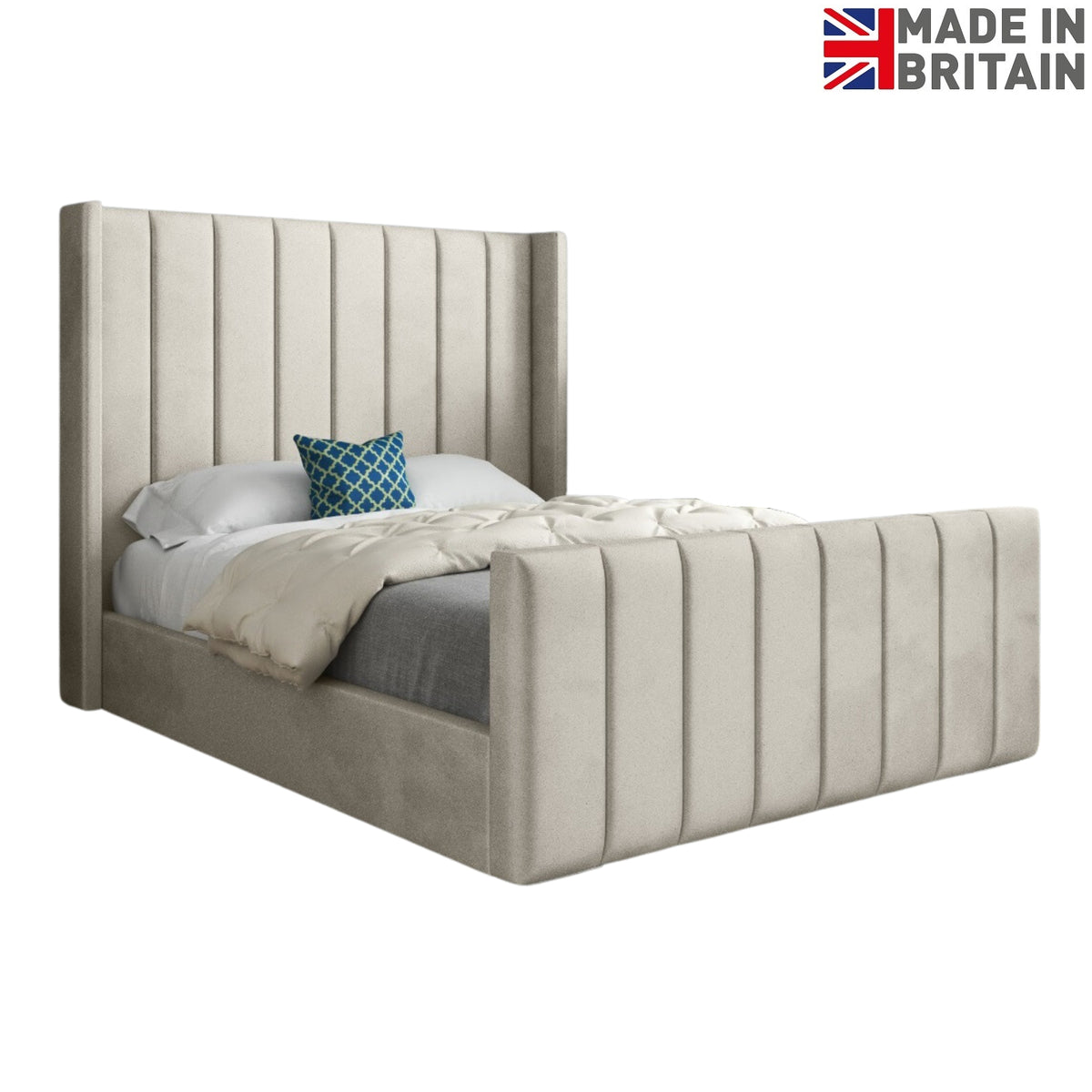 Maryland Straight Winged Upholstered Soft Velvet Designer Bed Frame