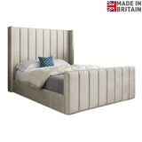 Maryland Straight Winged Upholstered Soft Velvet Designer Bed Frame