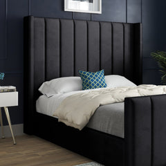 Romano Straight Winged Upholstered Soft Velvet Bed Frame