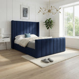 Maryland Straight Winged Upholstered Soft Velvet Designer Bed Frame