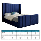Maryland Straight Winged Upholstered Soft Velvet Designer Bed Frame