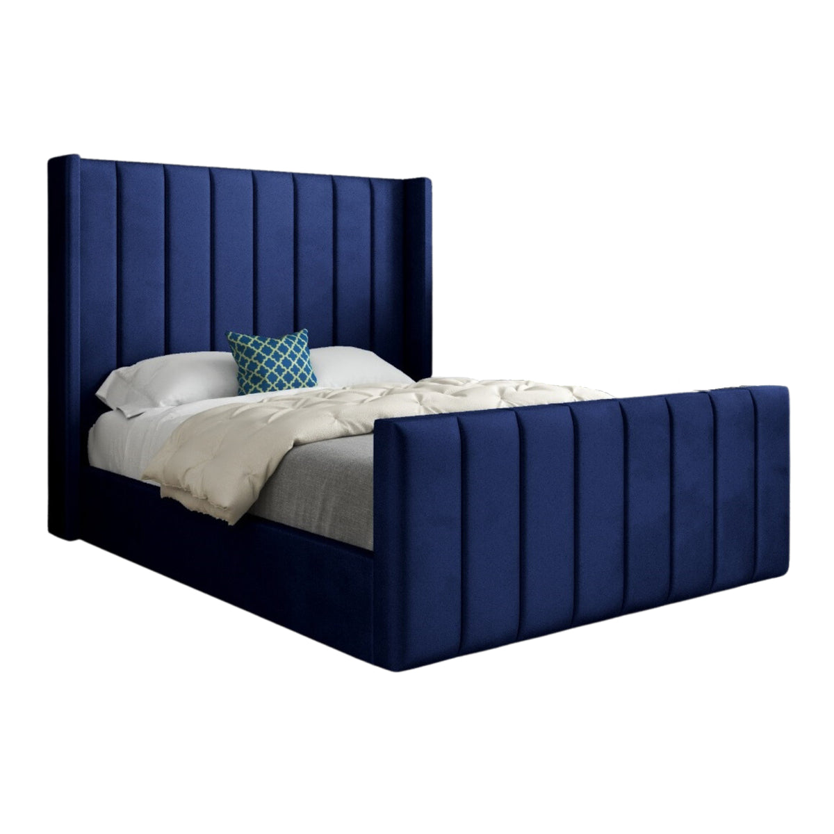 Maryland Straight Winged Upholstered Soft Velvet Designer Bed Frame