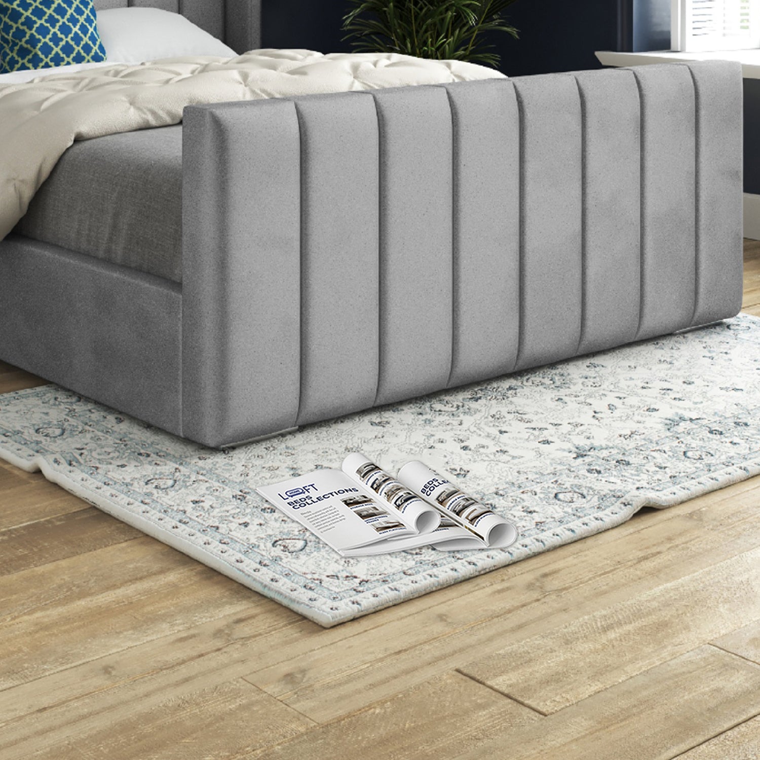 Maryland Straight Winged Upholstered Soft Velvet Designer Bed Frame