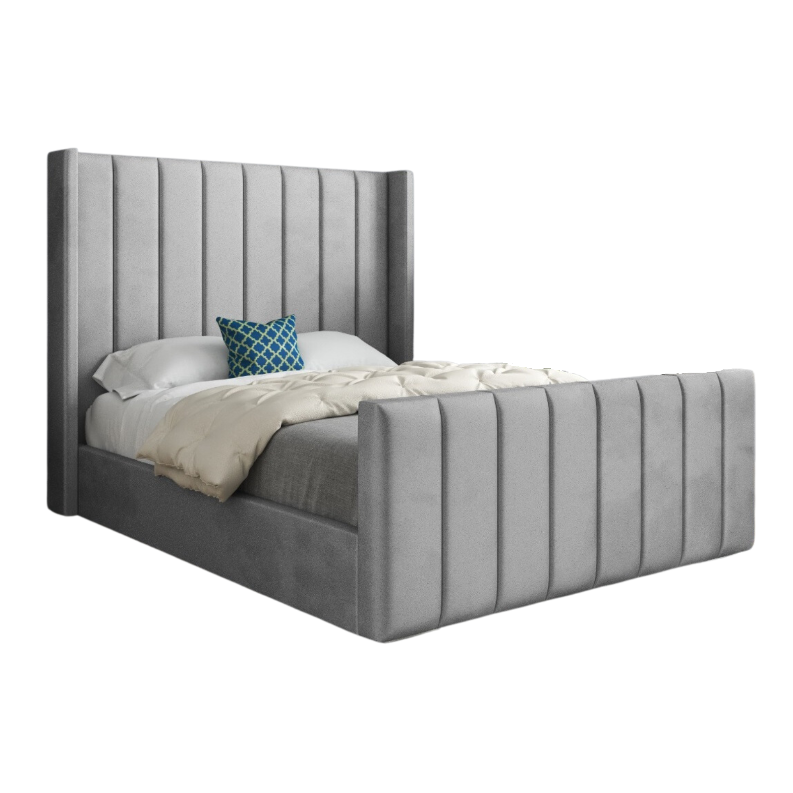 Romano Straight Winged Upholstered Soft Velvet Bed Frame