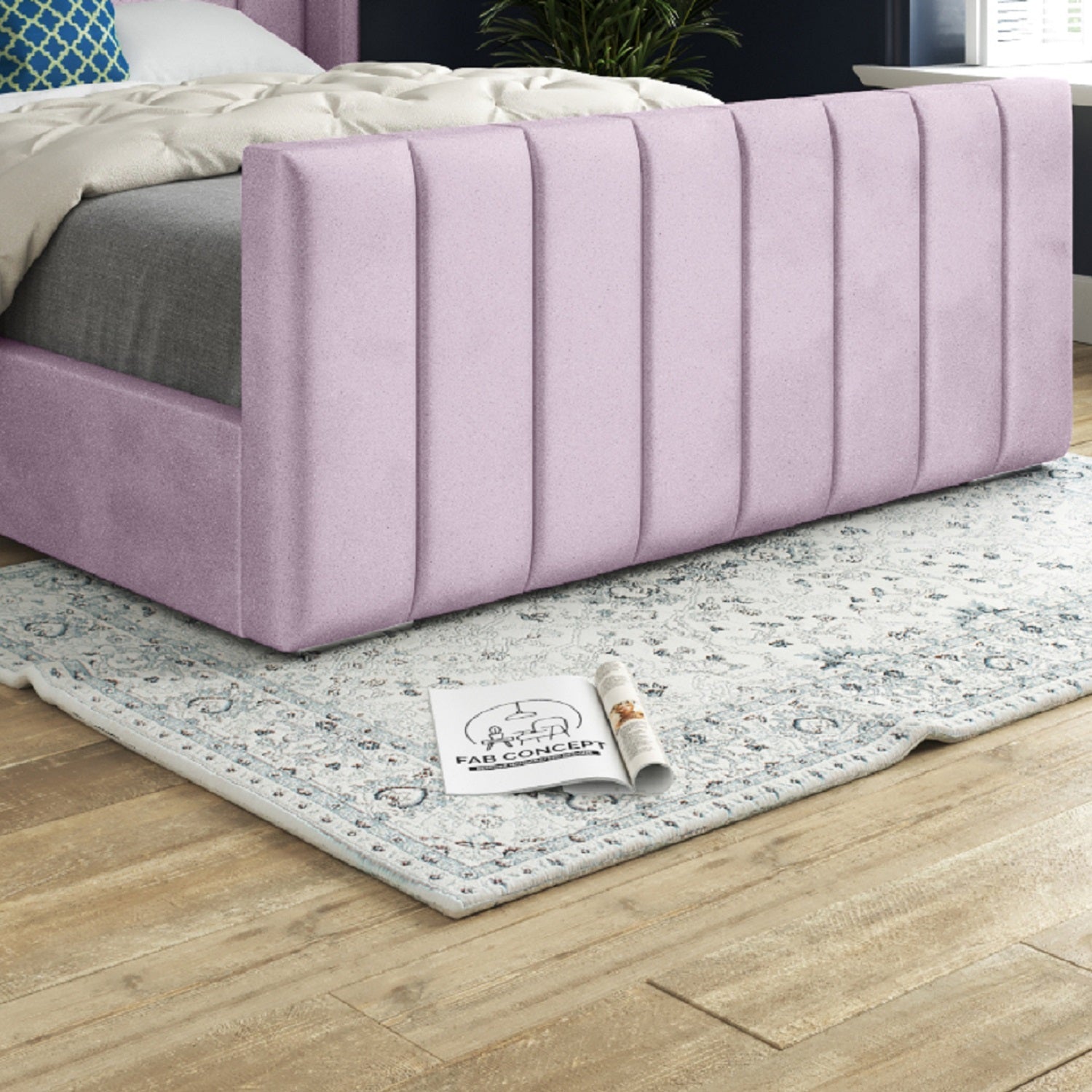 Romano Straight Winged Upholstered Soft Velvet Bed Frame