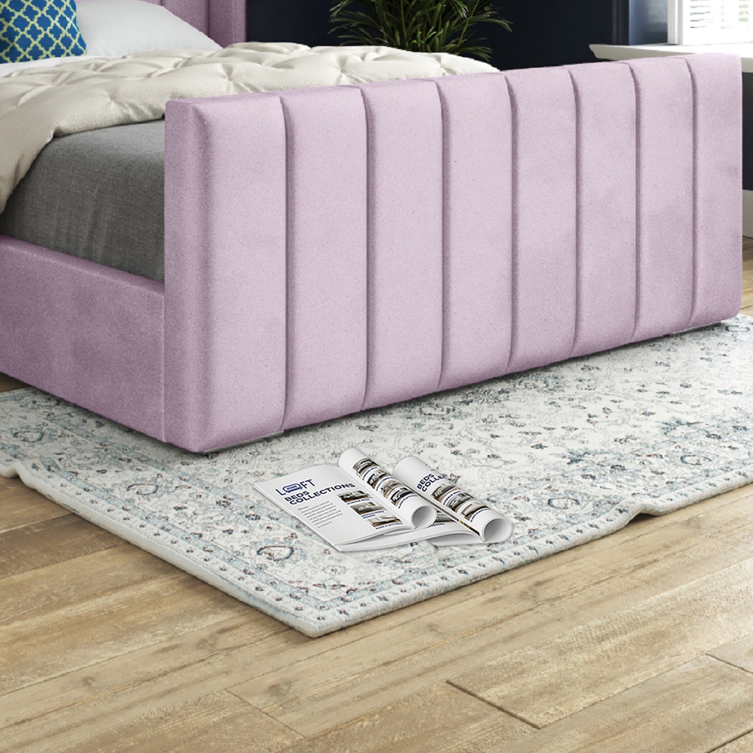 Maryland Straight Winged Upholstered Soft Velvet Designer Bed Frame