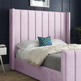 Maryland Straight Winged Upholstered Soft Velvet Designer Bed Frame