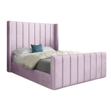 Maryland Straight Winged Upholstered Soft Velvet Designer Bed Frame