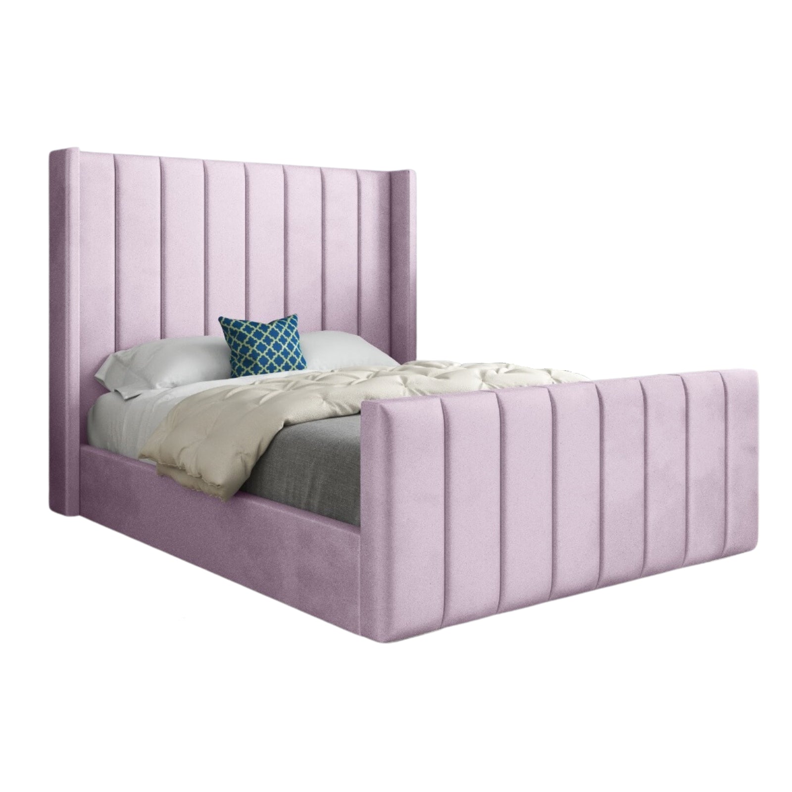 Maryland Straight Winged Upholstered Soft Velvet Designer Bed Frame