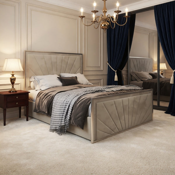 Naptime Upholstered Soft Velvet Metal Designer Bed Frame
