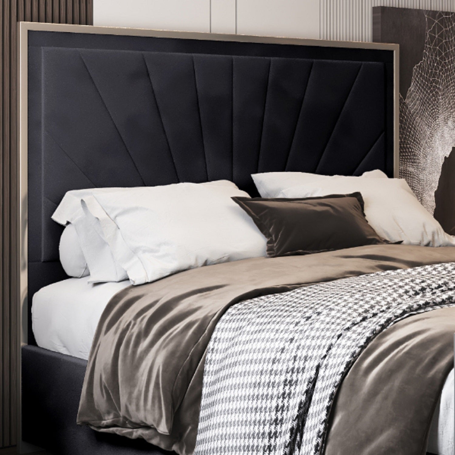 Naptime Upholstered Soft Velvet Metal Designer Bed Frame