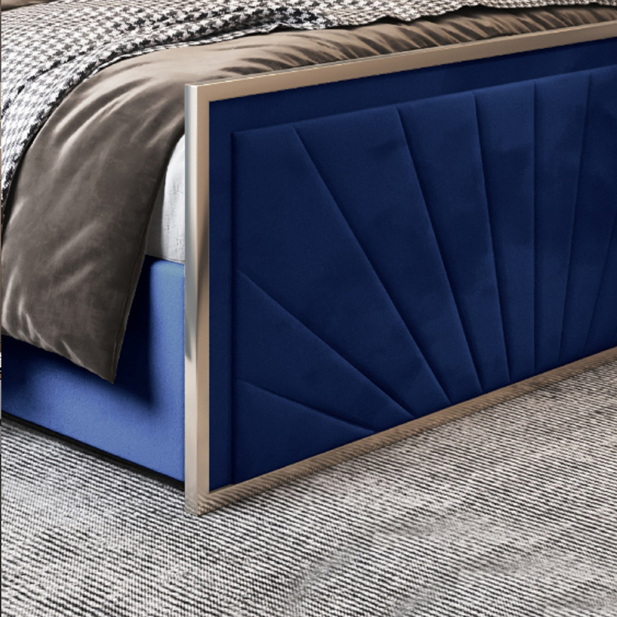 Naptime Upholstered Soft Velvet Metal Designer Bed Frame