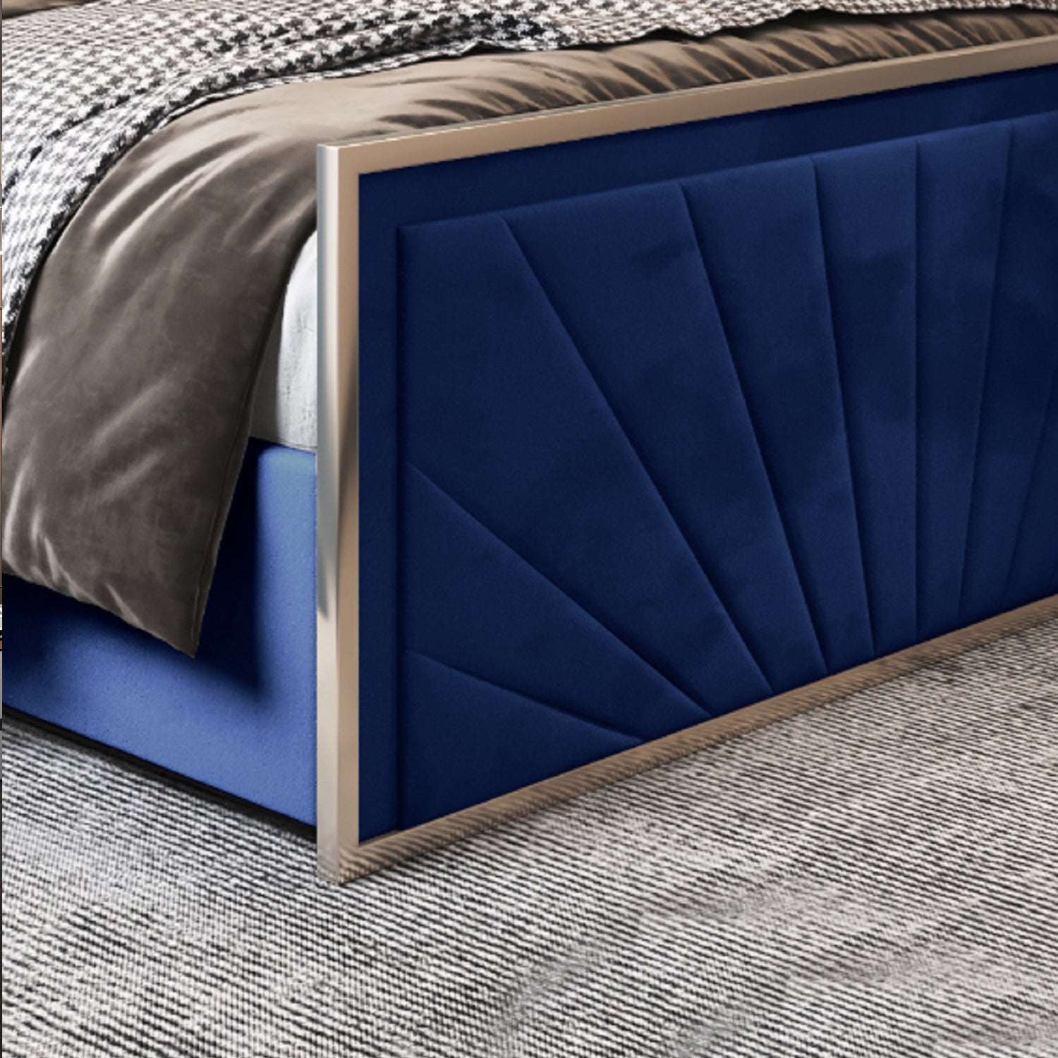 Naptime Upholstered Soft Velvet Metal Designer Bed Frame