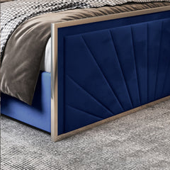 Naptime Upholstered Soft Velvet Metal Designer Bed Frame