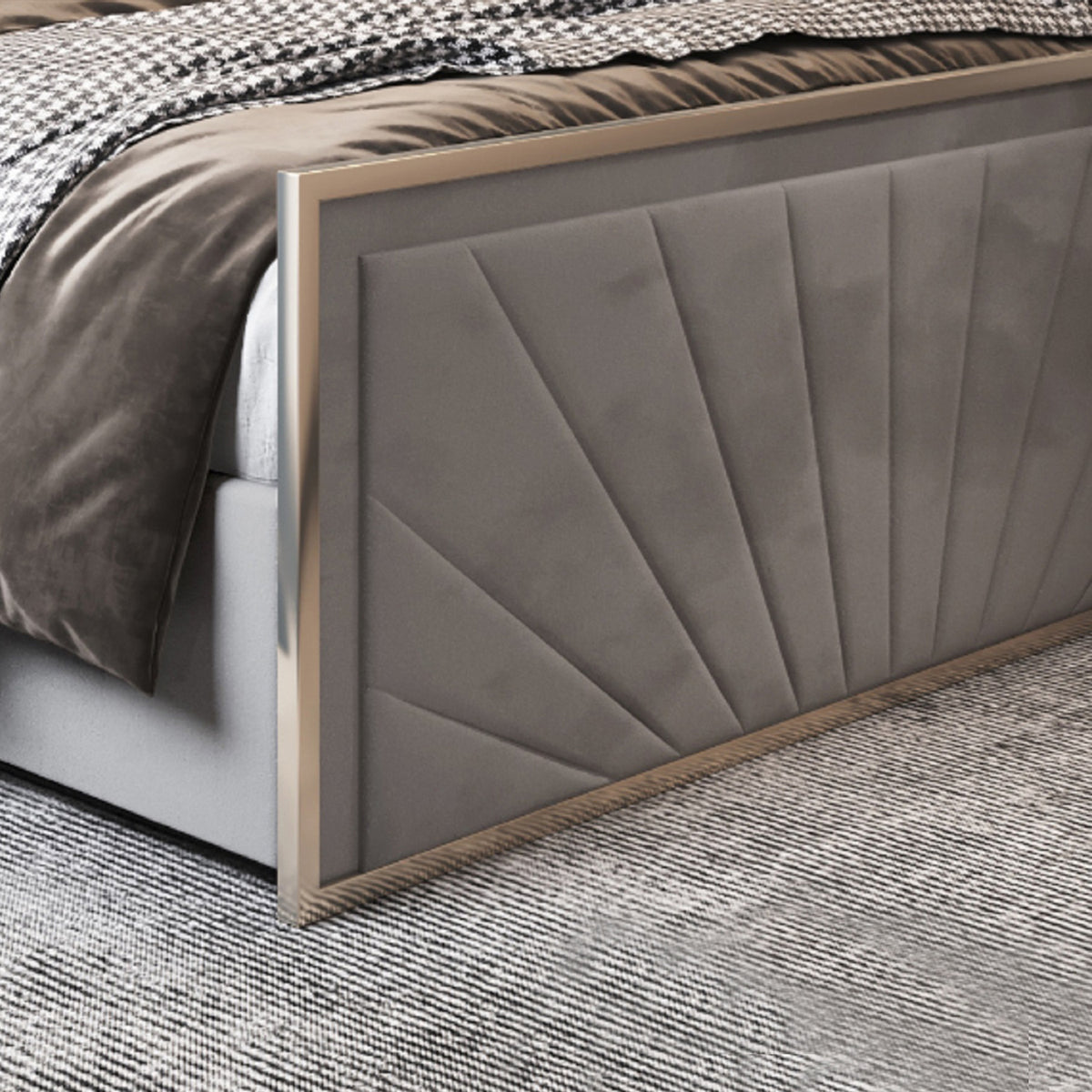 Naptime Upholstered Soft Velvet Metal Designer Bed Frame