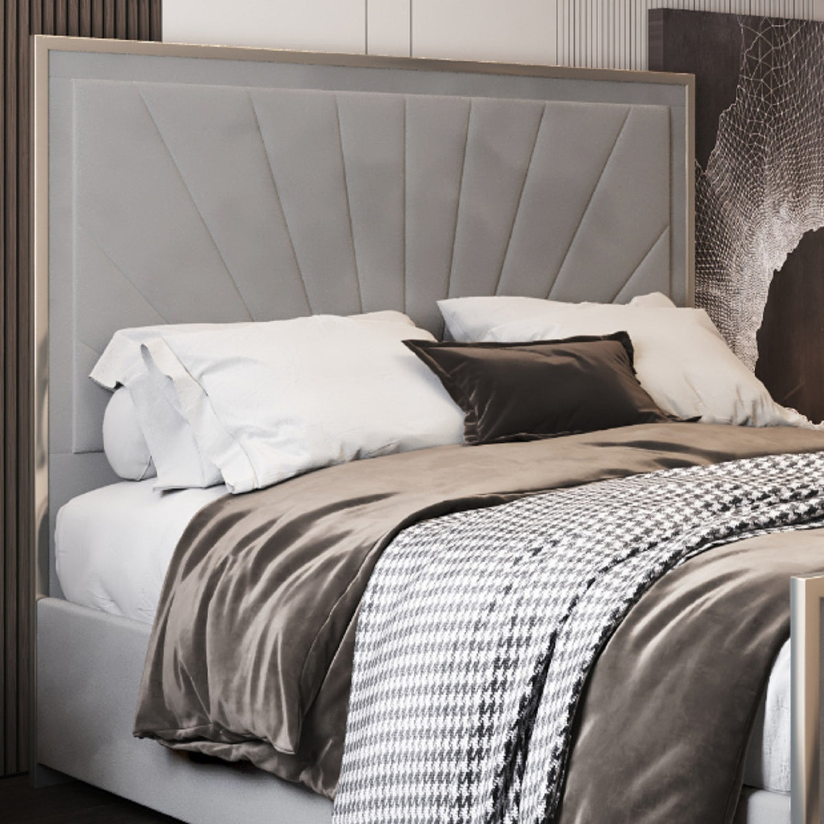 Naptime Upholstered Soft Velvet Metal Designer Bed Frame