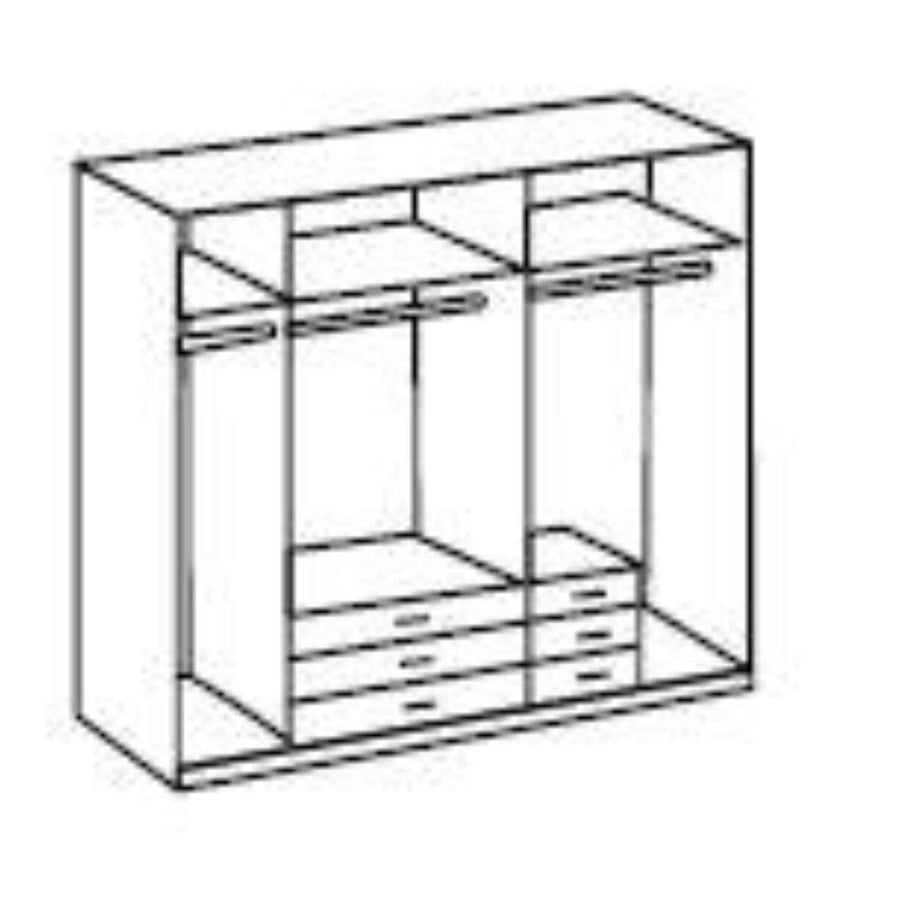 Barnwell 5 Door 6 Drawer Mirrored Wardrobe in White & Grey