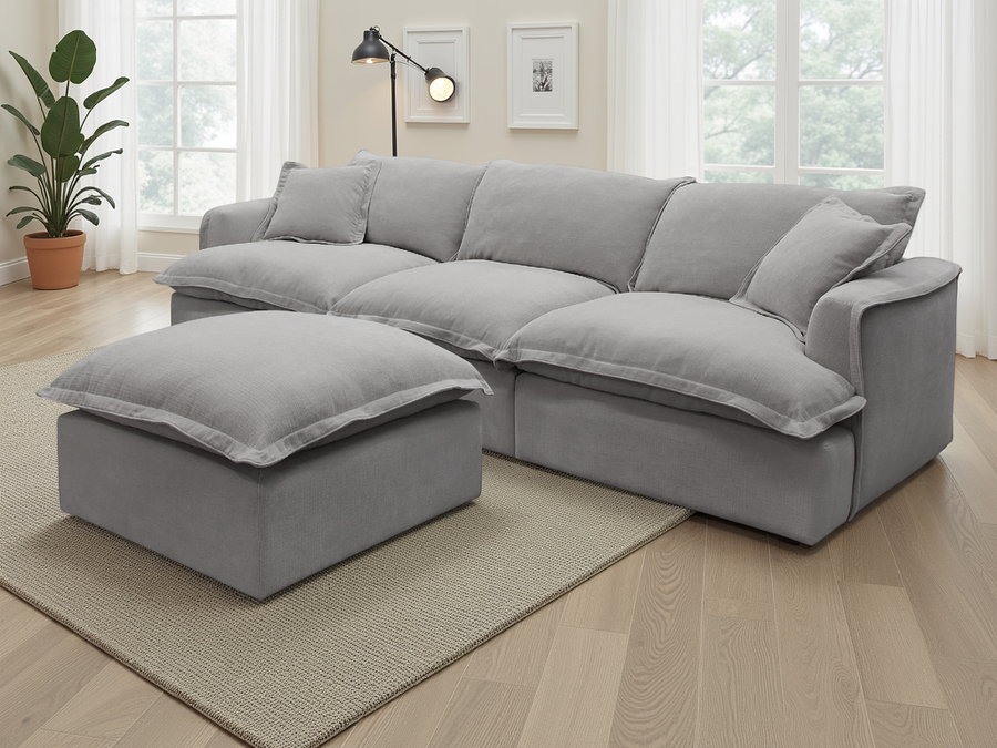 Salcombe Grey Modular Modular Sofa with Footstool