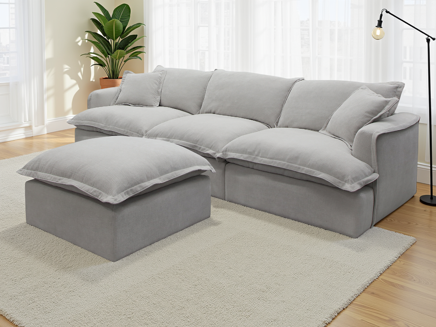 Salcombe Stone Modular Modular Sofa with Footstool