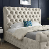 Nestling Sleigh Upholstered Soft Velvet Designer Bed Frame