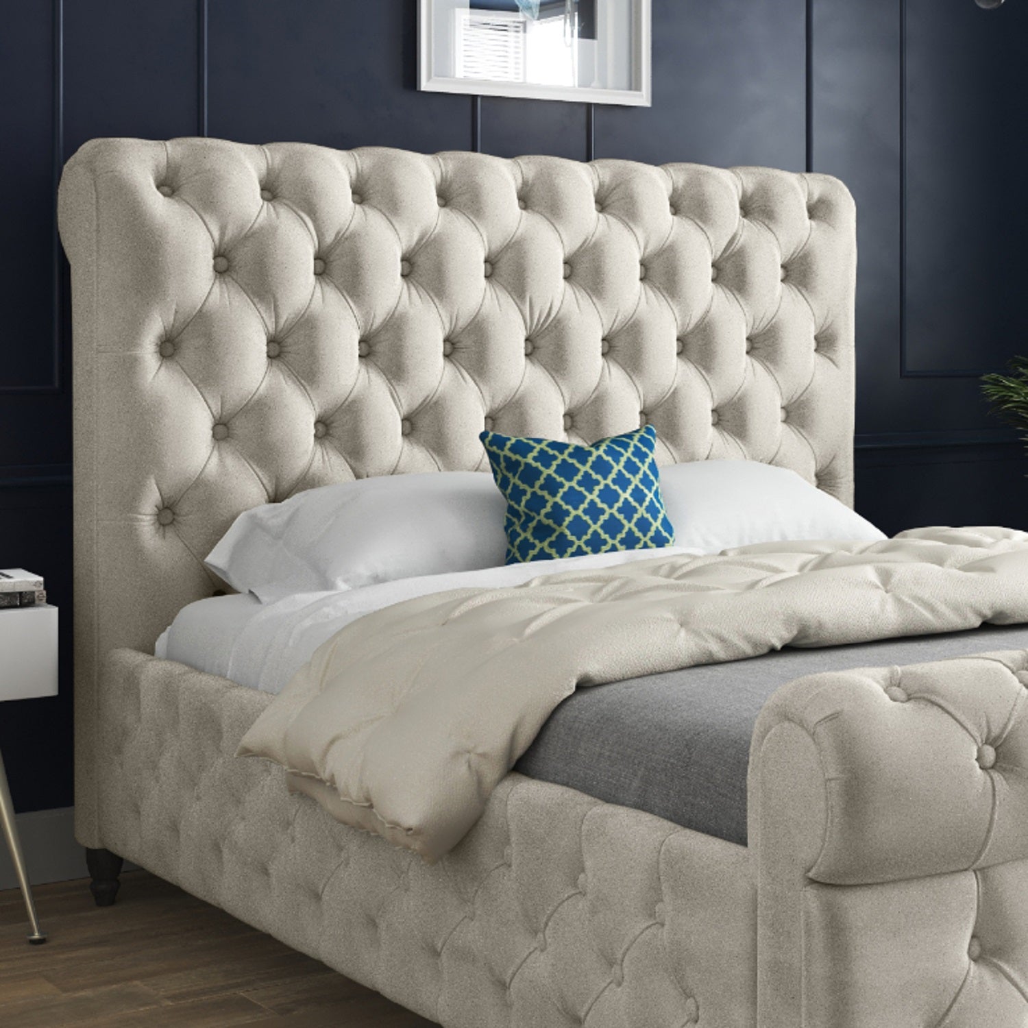 Nestling Sleigh Upholstered Soft Velvet Designer Bed Frame