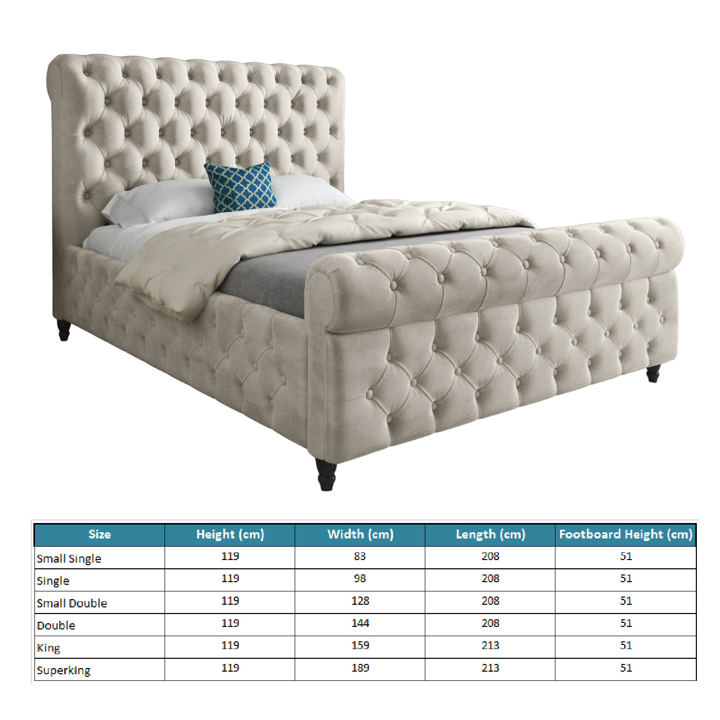 Nestling Sleigh Upholstered Soft Velvet Designer Bed Frame