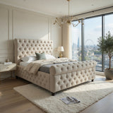Venezia Sleigh Upholstered Soft Velvet Designer Bed Frame