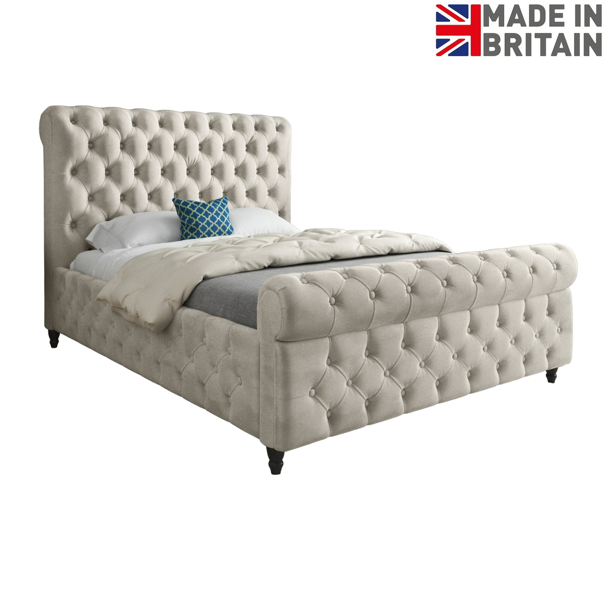 Nestling Sleigh Upholstered Soft Velvet Designer Bed Frame