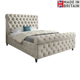 Nestling Sleigh Upholstered Soft Velvet Designer Bed Frame