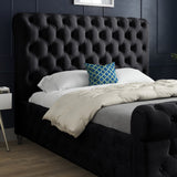 Nestling Sleigh Upholstered Soft Velvet Designer Bed Frame