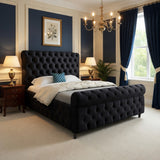 Nestling Sleigh Upholstered Soft Velvet Designer Bed Frame