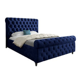 Nestling Sleigh Upholstered Soft Velvet Designer Bed Frame