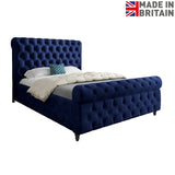 Nestling Sleigh Upholstered Soft Velvet Designer Bed Frame