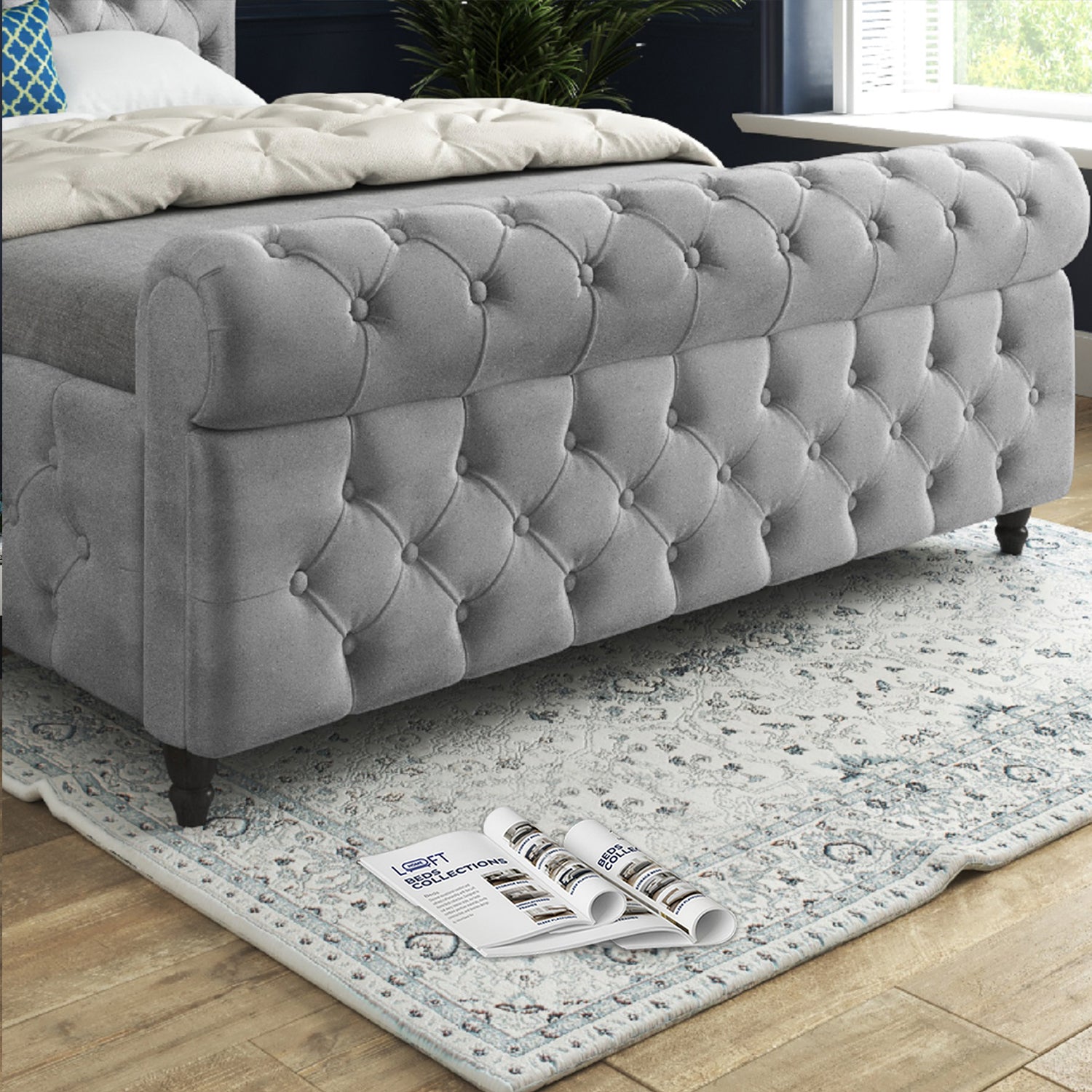 Nestling Sleigh Upholstered Soft Velvet Designer Bed Frame