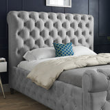 Nestling Sleigh Upholstered Soft Velvet Designer Bed Frame