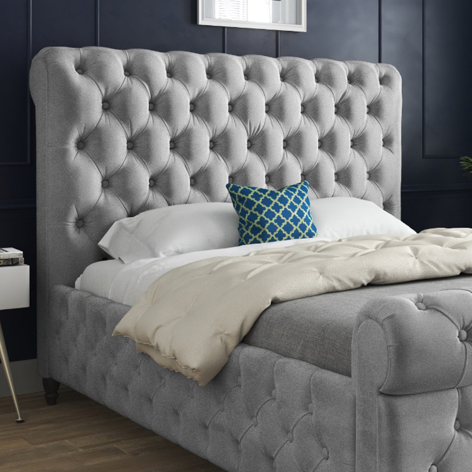 Nestling Sleigh Upholstered Soft Velvet Designer Bed Frame