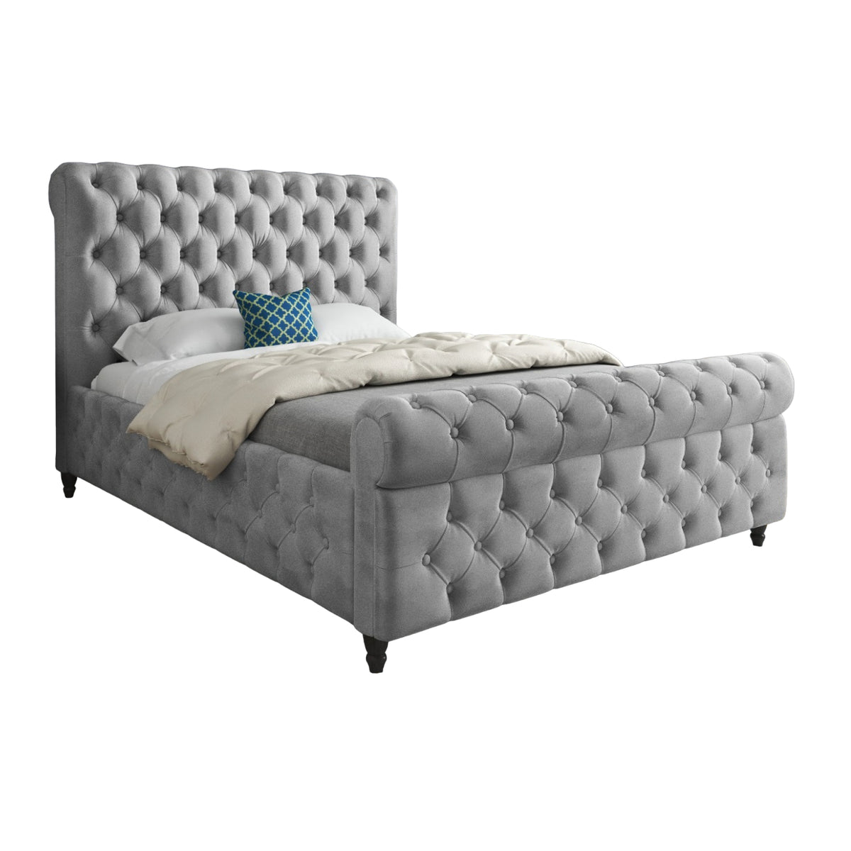 Nestling Sleigh Upholstered Soft Velvet Designer Bed Frame
