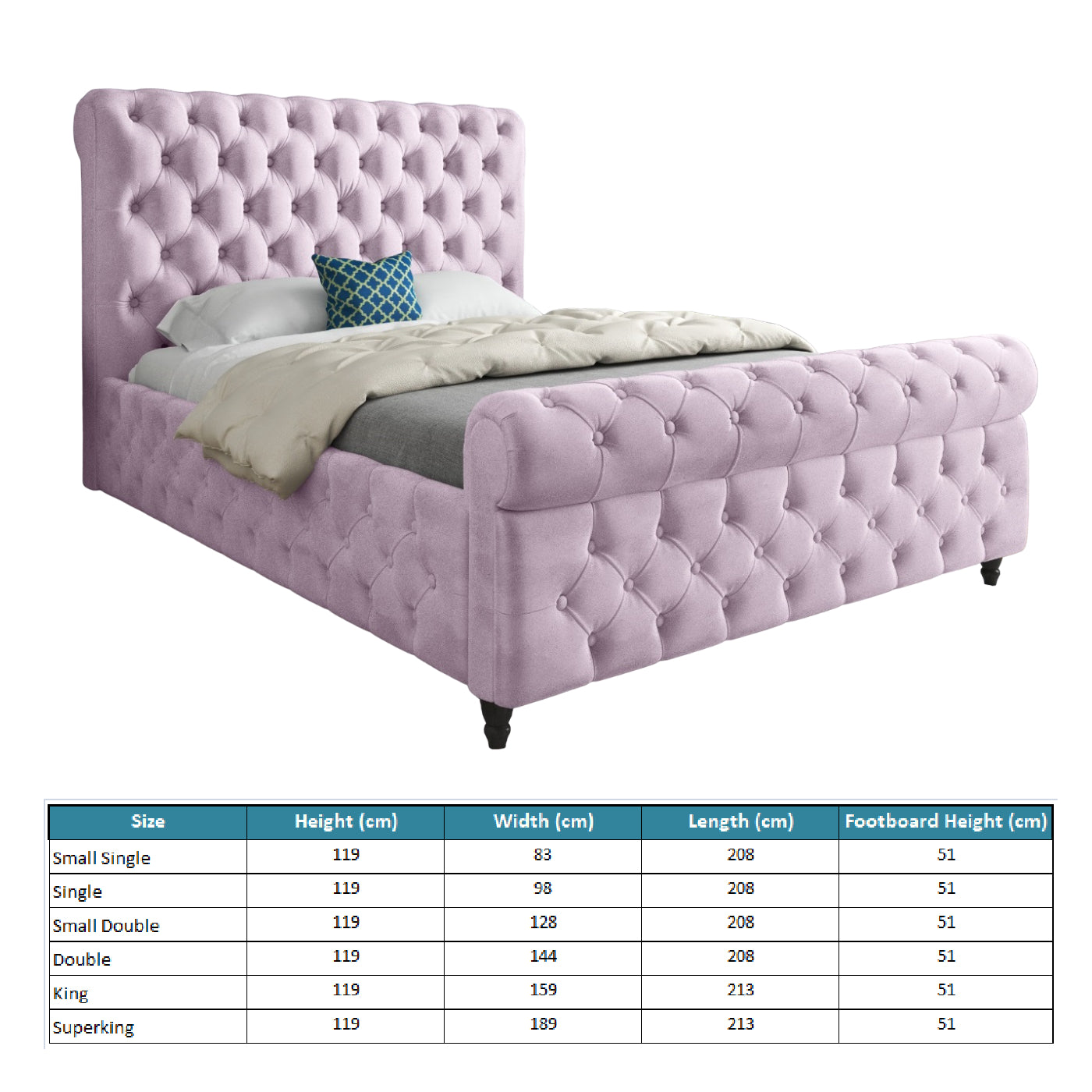 Nestling Sleigh Upholstered Soft Velvet Designer Bed Frame